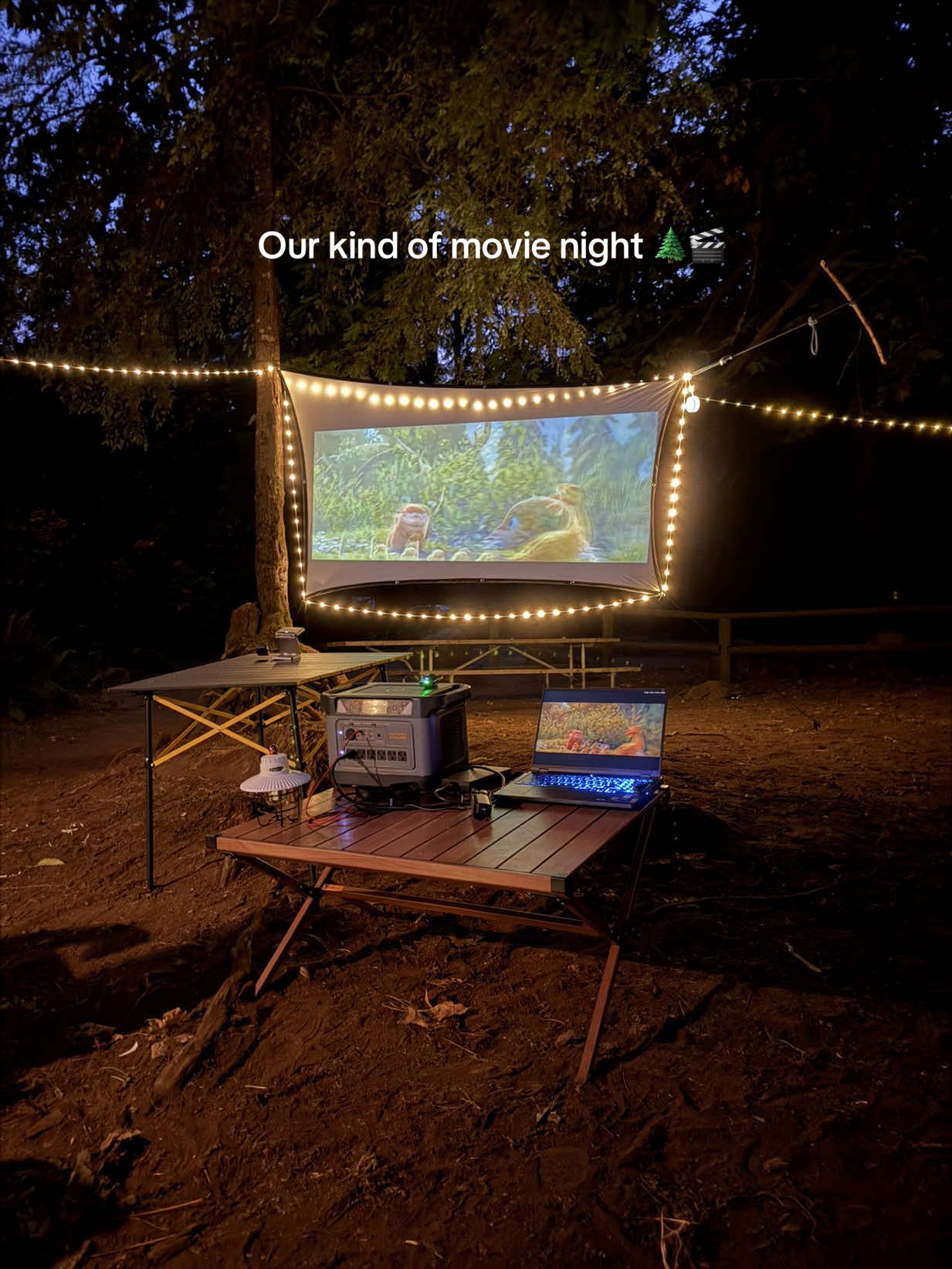 No theater, no crowds… just us, the forest, and a movie under the trees. Would you join us? 👀 Full camping adventures on YouTube — Podcamp Outdoors #familycamping #campingtiktok #movienight #campingwithkids #outdoorlife 