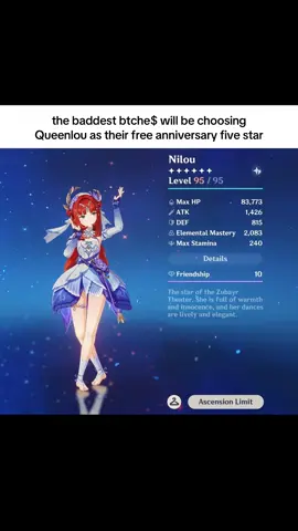 QUEENLOU MAINS STAY WINNING!!!!! #nilougenshinimpact #genshinanniversaryrewards #freefivestargenshin #niloubloom #genshin71anniversary2026 