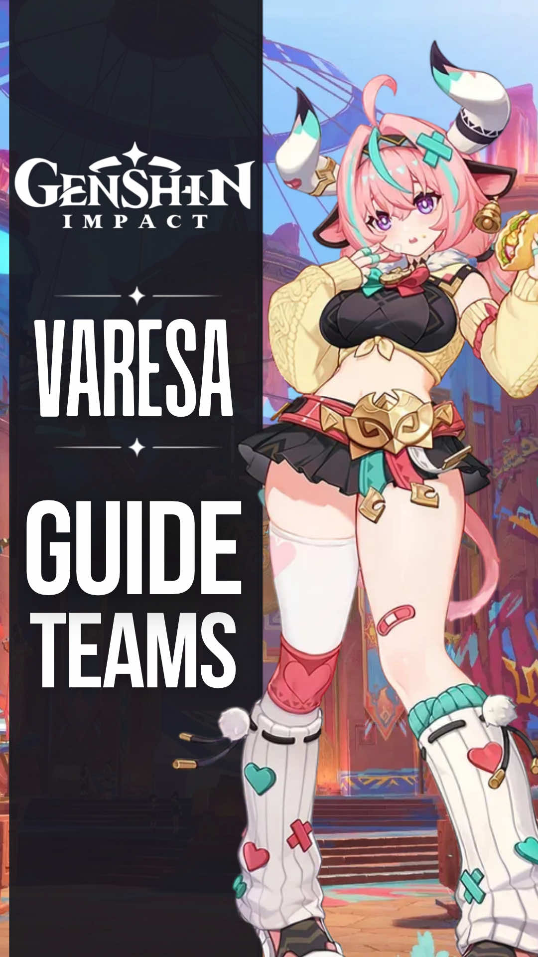 Varesa - Guide teams. Si vous la prenez en 7.1 vous pourrez faire plein d’équipes, voici tout le panel d’équipes disponibles avec elle. #GenshinImpact #genshinfr #varesa #durin #mavuika 