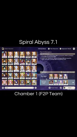 7.1 Spiral Abyss Clear (F2P Team) #GenshinImpact