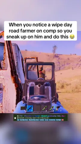 When you notice a wipe day road farmer on comp so you sneak up on him and do this 😭#rusttok #rust #rustconsole #fyp 