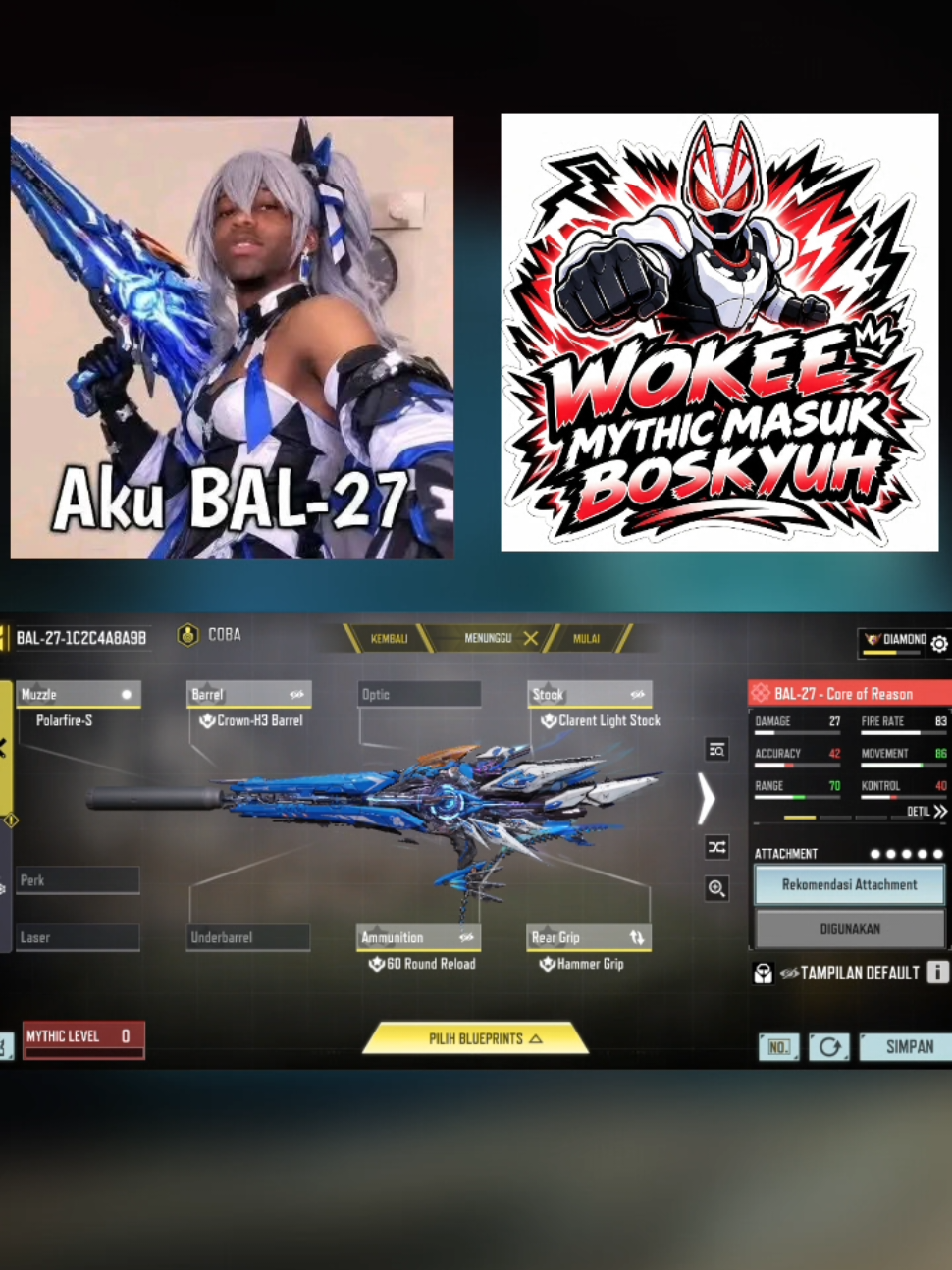 aku bal 27 wokeee mythic masuk bosskyuh #codmxhonkaiimpact #codm #callofdutymobile #honkaiimpact3rd 