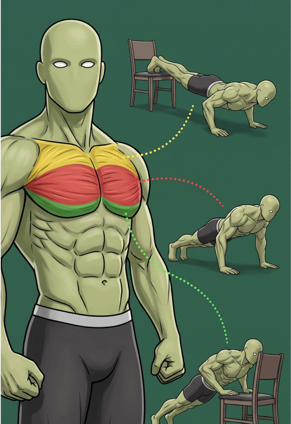 Entrena TODO el pecho solo con FLEXIONES (arriba, medio y abajo) #Fitness #flexiones #pecho 