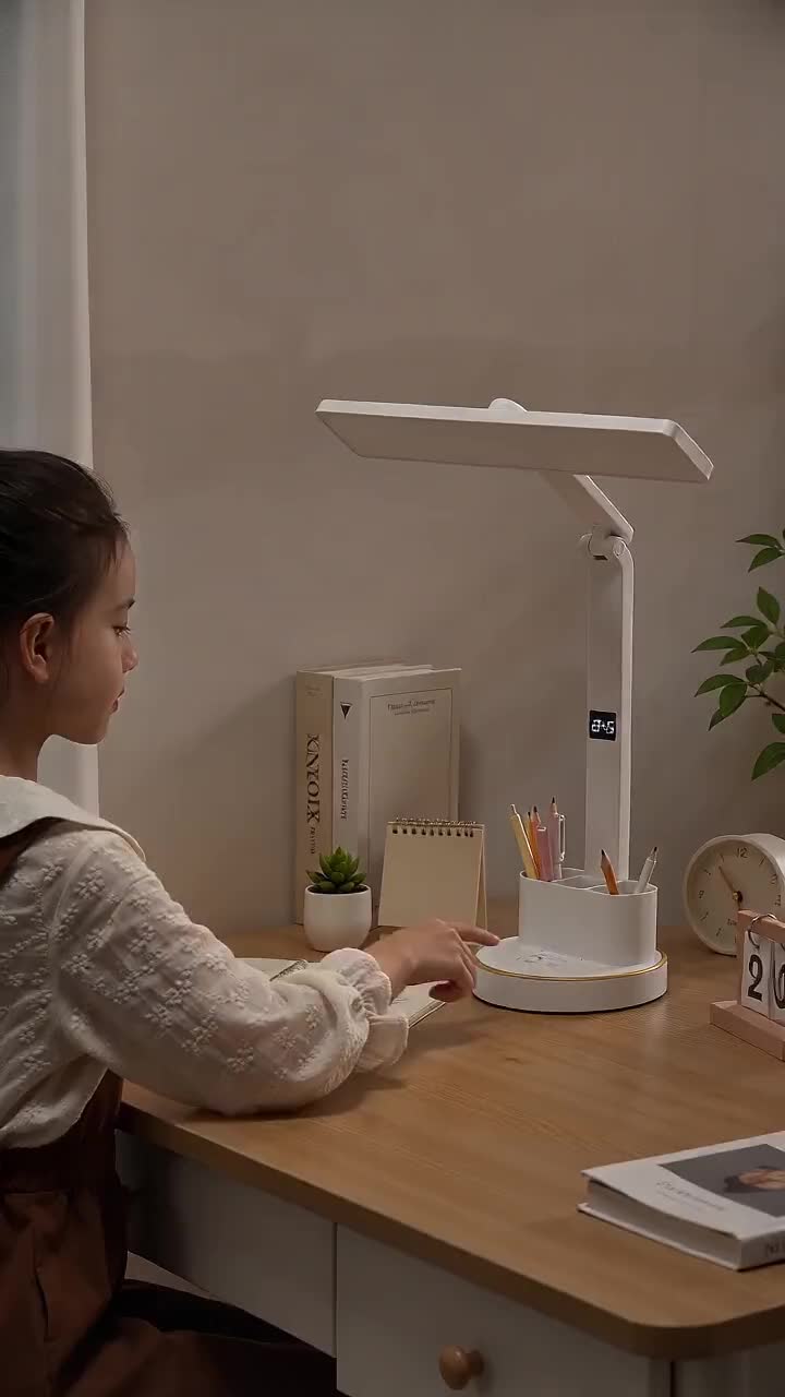 [BH 24 Tháng] ONR Đèn học để bàn chống cận thị 3 chế độ sáng có có đồng hồ Đèn học chống cận đèn bàn làm việc có ngăn chứa đồ 
