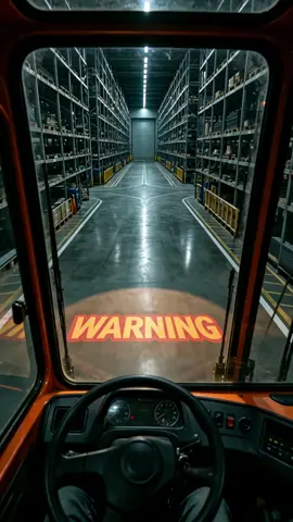 24-hour visible safety warning eliminates forklift blind spot hazards in warehouses #goboprojector #projector #safety #forkliftsafety #warehousesafety