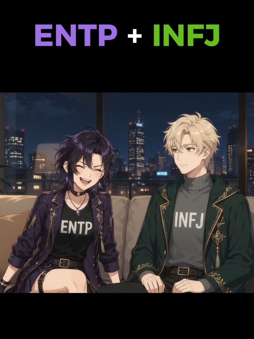 ENTP + INFJ 💜💚 ENTPs when someone sees right through them 💀 #mbti #intj #entp #mbtimeme #mbtiverse 