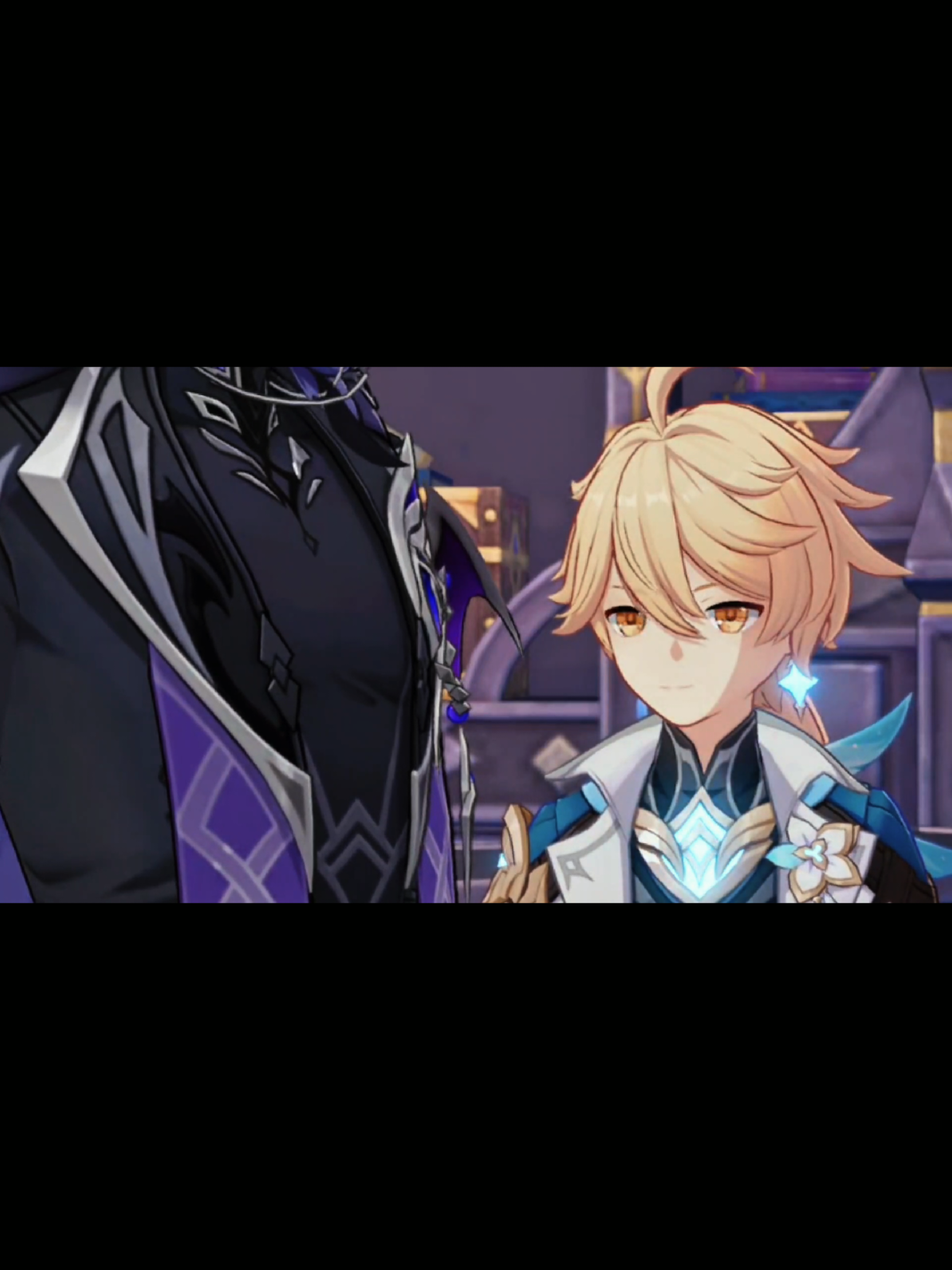 Ahem— Aether? watcha looking at??🤨 #pantalone #regrator #feofan #GenshinImpact #snezhnaya 