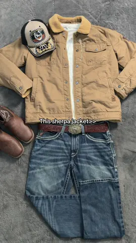 perfect for the upcoming seasons 🤠 #fyp #sherpajacket #westernfashion