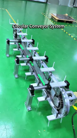 Circular Conveyor System Continuous flow. Precise positioning. Maximum productivity. A high-performance loop conveyor designed for smart manufacturing. Key Data Positioning Accuracy: ±0.01 mm Repeatability: ±0.005 mm Speed: Up to 100 m/min Payload: Up to 100 kg/station Index Pitch: 50–500 mm Drive: Servo Motor + Precision Transmission Built for electronics assembly, testing, inspection, and high-speed production lines. #CircularConveyor #IndustrialAutomation #SmartFactory #MotionControl #AutomationTechnology #FactoryAutomation #Robotics