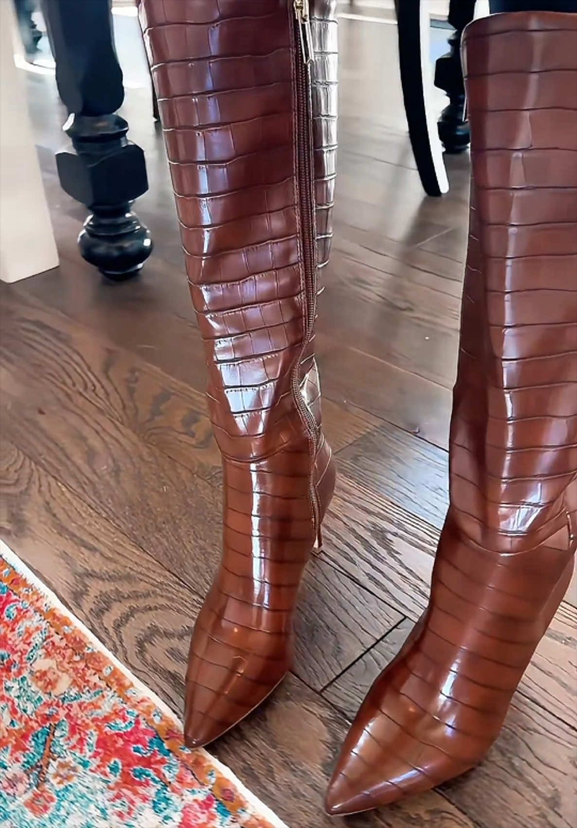 Fall outfits just got a little more elevated 🤎 These glossy crocodile-print boots have a sleek knee-high fit, an easy inner zipper, and a wide-fit option for extra room. Style them with jeans or a skirt for an instant statement look! #tiktokshopfalldealsforyou #justfab #tiktokshopcreatorpicks #fallfashion #tiktokshopblackfriday  