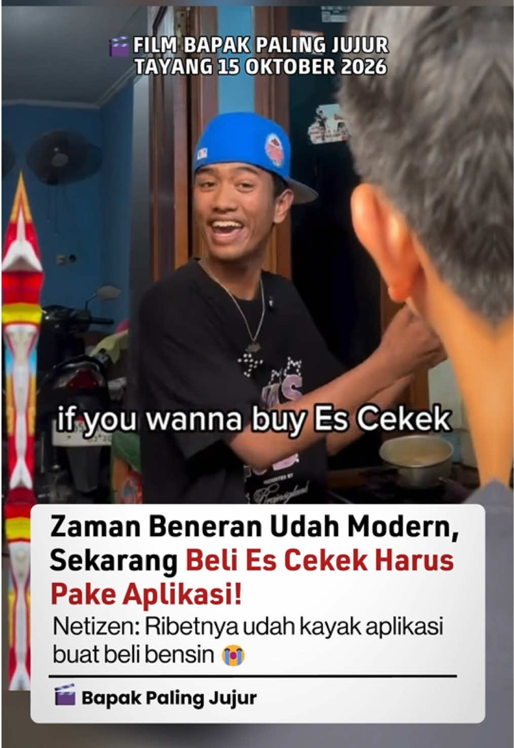 Zaman sekarang beli es cekek aja harus pakai aplikasi 😭📱 Dari yang tadinya tinggal bilang “Pak, es cekek satu” sekarang malah disuruh download aplikasi, masukin nama belakang, baru bisa minum. 😭 Teknologi makin maju, tapi jangan sampai Es Cekek ikut-ikutan ribet. 🗿 #bapakpalingjujur #punyabapakjujur #bpjclip #andovidalopez #agengcarlitos 