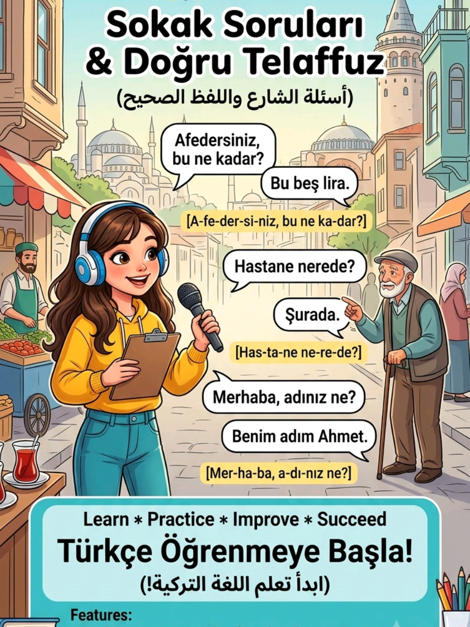 أفضل طريقة لتعلم اللغة التركية ؟ 🇹🇷 تعلم التركية من خلال أسئلة الشارع | Türkçe Öğren تعلم اللغة التركية بطريقة ممتعة من خلال لقاءات حقيقية وأسئلة من الشارع 🇹🇷🎤 استمع إلى السؤال، حاول الإجابة بنفسك، ثم تعلّم الكلمات والعبارات التركية المستخدمة في الحياة اليومية #تعلم_التركية #اللغة_التركية #تعلم_التركية_للعرب #fyp  #Türkçe