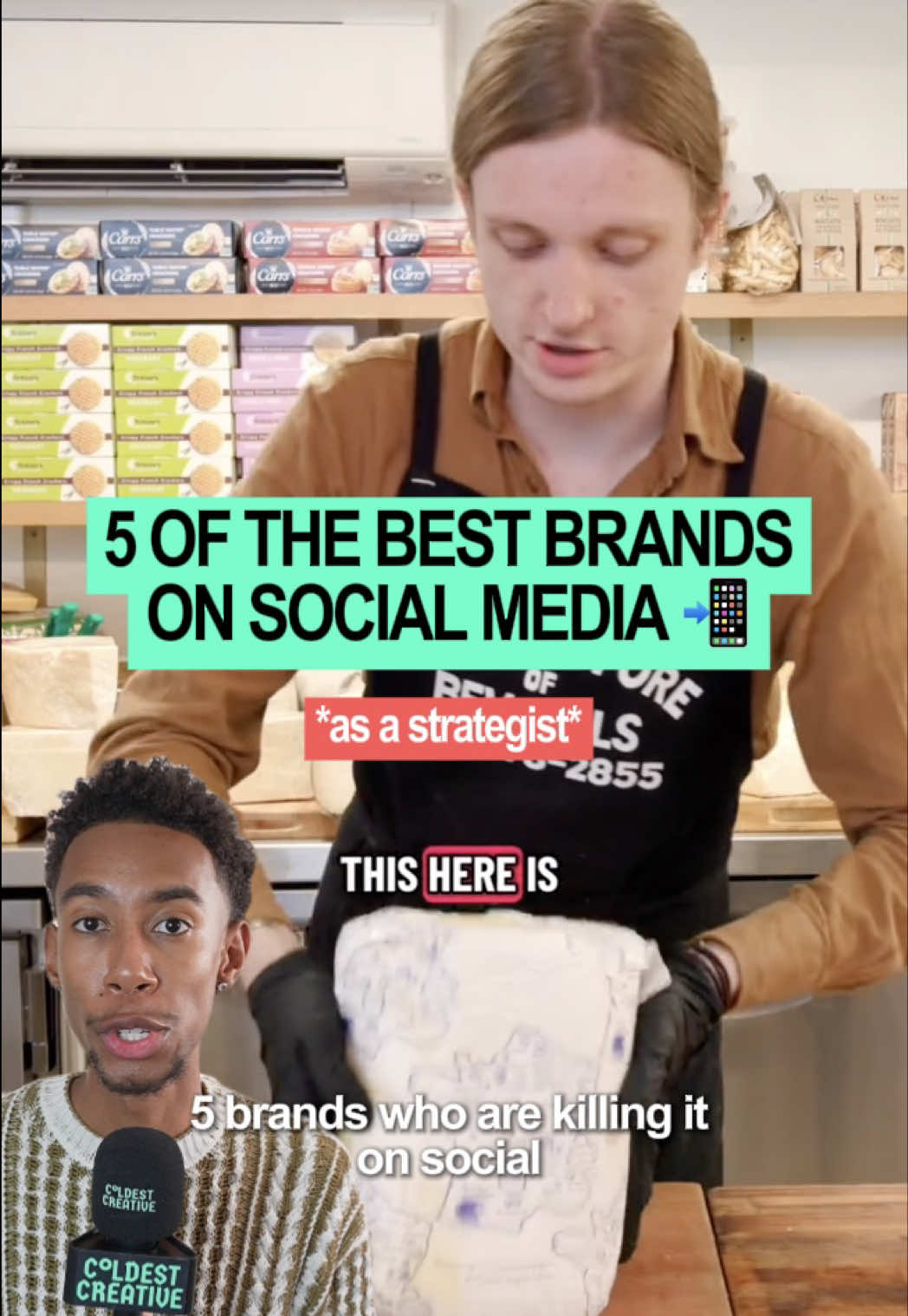 5 brands who are winning on social media (from a strategist for global brands) PART 13 📲    1. @Cheese Store of Beverly Hills  2. @ClickUp  3. @JOE & THE JUICE  4. @Dairy Boy  5. @paloma wool   #socialmedia  #creativemarketing  #socialmediamarketing  #marketing  #socialmediastrategy 