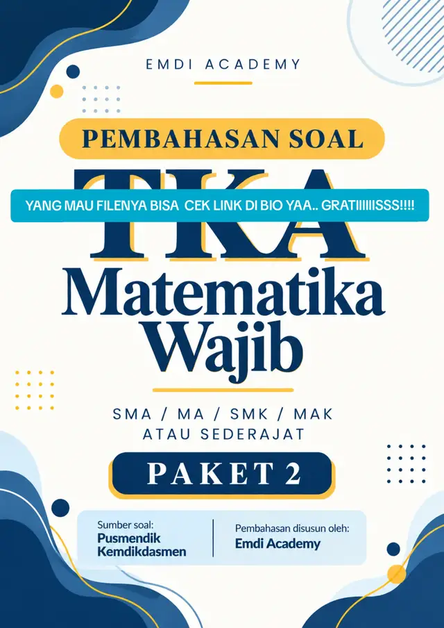 YANG MAU FILENYA BISA CEK LINK DI BIO YAA... #TKAMATEMATIKA #TKA #TKASMA #TKASMA #TKASMK 