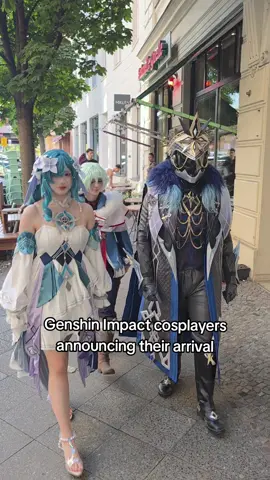 You can hear us from a mile away  Vodyanitsa: @𝑀𝒾𝓀𝒶 ☾  Alyosha: @VANI | Twitch.tv/Karamelori  Capitano: Me #cosplay #GenshinImpact #capitano #vodyanitsa #alyosha 