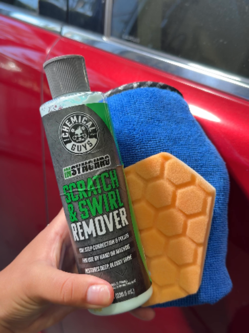Keys, rings, fingernails… the door handle area goes through it 😅 Watch Insynchro Scratch & Swirl Remover tackle those light marks. #ChemicalGuys #CarDetailing #ScratchRemoval #DetailingTok#CarCare #tiktokshopstockup