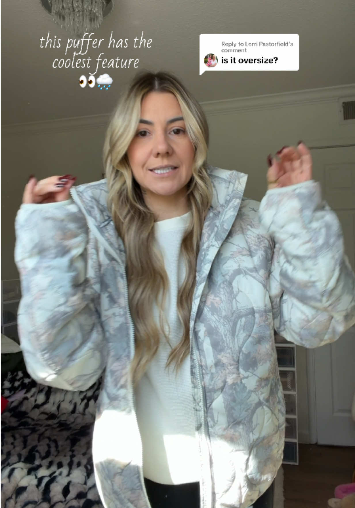 Replying to @Lorri Pastorfield  true to size !! 🌧️🧸⚡️ #comfrt #pufferjacket #winterfit #coat #cozyvibes @Comfrt 