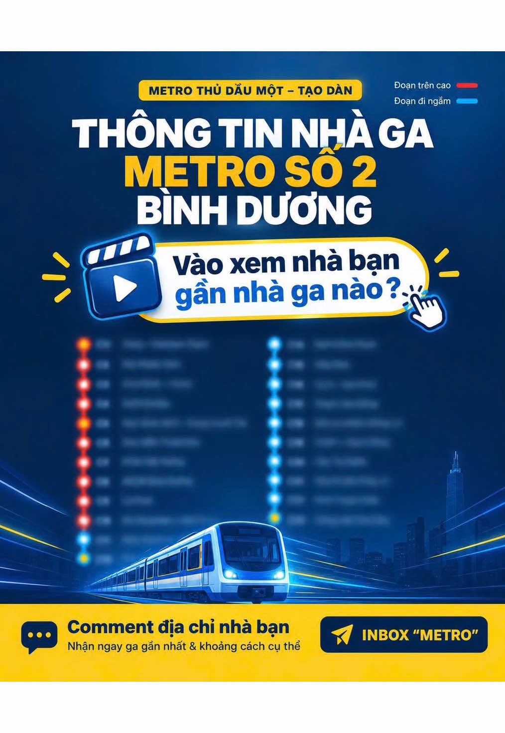 THÔNG TIN NHÀ GA METRO SỐ 2 BÌNH DƯƠNG: NHÀ BẠN GẦN GA NÀO? Tuyến Metro Thủ Dầu Một – Tao Đàn (thường gọi là Metro số 2 Bình Dương) đi theo trục Đại lộ Bình Dương (QL13) và nối Thành phố mới Bình Dương với trung tâm TP.HCM. Theo phương án nghiên cứu, đoạn C1–C10 chạy trên cao, đoạn C10–C23 đi ngầm. Lưu bài này lại để xem nhà mình, công ty mình hay căn hộ bạn định mua nằm gần nhà ga metro nào nhé!THÔNG TIN NHÀ GA METRO SỐ 2 BÌNH DƯƠNG: NHÀ BẠN GẦN GA NÀO? Tuyến Metro Thủ Dầu Một – Tao Đàn (thường gọi là Metro số 2 Bình Dương) đi theo trục Đại lộ Bình Dương (QL13) và nối Thành phố mới Bình Dương với trung tâm TP.HCM. Theo phương án nghiên cứu, đoạn C1–C10 chạy trên cao, đoạn C10–C23 đi ngầm. Lưu bài này lại để xem nhà mình, công ty mình hay căn hộ bạn định mua nằm gần nhà ga metro nào nhé! VÌ SAO NÊN QUAN TÂM NHÀ GẦN GA METRO? ✔ Đi lại giữa Bình Dương và trung tâm TP.HCM không còn phụ thuộc vào kẹt xe QL13. ✔ Khu vực quanh nhà ga được định hướng phát triển theo mô hình TOD (đô thị quanh nhà ga). ✔ Căn hộ trong bán kính khoảng 1km quanh ga thường dễ cho thuê và dễ thanh khoản hơn. Riêng đoạn Thuận An (ga C5–C12), mình đã lọc được hơn 20 dự án căn hộ cách ga dưới 1km, cả dự án đang mở bán lẫn đã bàn giao. BẠN MUỐN BIẾT NHÀ MÌNH CÁCH GA BAO XA? 👉 Comment tên đường hoặc tên dự án bạn đang ở hay đang quan tâm. Mình sẽ trả lời ga gần nhất và khoảng cách cụ thể. 👉 Inbox chữ “METRO” để nhận bản đồ các nhà ga và danh sách căn hộ trong bán kính 1km. 📞 Hotline/Zalo: Xuân Cường Realtor - 0935.980.933 Lưu ý: vị trí nhà ga theo phương án nghiên cứu, có thể điều chỉnh khi dự án được phê duyệt chính thức. #MetroBinhDuong #MetroSo2BinhDuong #MetroThuDauMotTaoDan #NhaGaMetro #CanHoGanMetro       