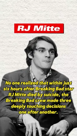 #tiktokscaryhorrorcontest #usa #fyp #tiktok #rjmitte No one realized that within just six hours after Breaking Bad star RJ Mitte died by suicide, the Breaking Bad crew made three deeply touching decisions one after another.