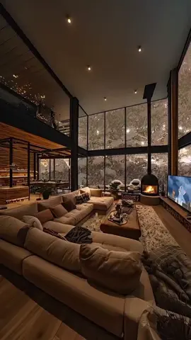 A Cozy Snowy Cabin | WinterAmbience with Crackling Fireplace Sounds and Relaxing Snow.  #cozyathome #foryoupagе #explore #fyp 