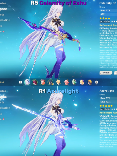 R5 Calamity of Eshu vs R1 Azurelight #genshin #GenshinImpact #skirkgenshin #showcase #fypシ