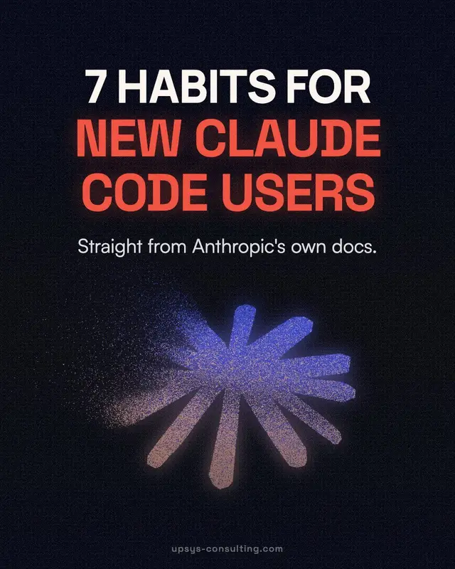 7 habits for your first week in Claude Code, straight from Anthropic's own docs. Save it for later. #claudecode