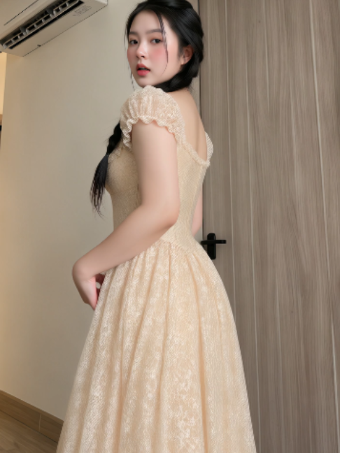 Đầm Maxi Ren Hoa Nhí Ánh Nhũ Phù Hợp Nhiều Phong Cách - BELLA DRESS1 #thoitrangnu #babytee #xuhuong #duoctaitro #vietnam