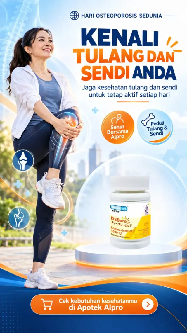 Menyediakan waktu untuk menyusun menu dan mengenal kebutuhan nutrisi bisa dilakukan sedikit demi sedikit. Anshin Vita D3Sure ditujukan untuk membantu memenuhi kebutuhan vitamin D harian sesuai kebutuhan masing-masing. Memasuki bulan kampanye Kenali Tulang & Sendi Anda, yuk mulai dari kebiasaan yang bisa dilakukan konsisten. Tanya apoteker dan cari Anshin Vita D3Sure di Apotek Alpro terdekat!