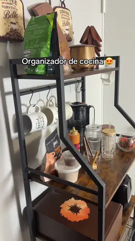 Organizador de metal y madera para la cocina 😍❤️#woodenrack #kitchenorganizer 