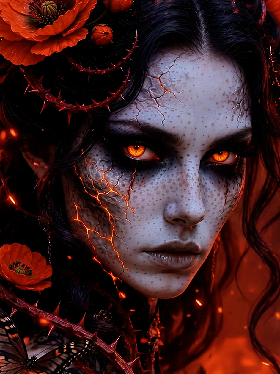 IZZY LAND 💥  Queens 👑🦋🎀🎶 Collection: No Name ⭐ Dark Flame Goddess ⭐🎼 Fantasy Created by  @IZZY•🦋•  welcome into the Surreal Unreal Breeze Land 💥 Thank you so much for your appreciation 🙏 Izzy 🩷 @STORM  #digitalart #artstyle #butterfly  #trance   #creatorsearchinsights 