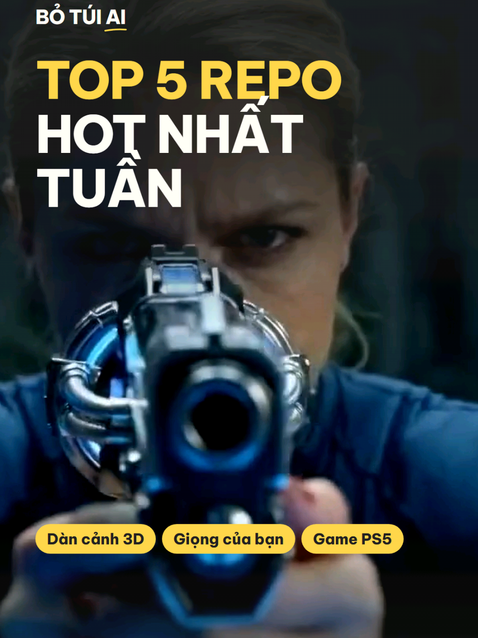 Top 5 repo hot nhất GitHub tuần này: dựng cảnh 3D cho AI vẽ, đọc lời bằng giọng bạn, chạy game PS5 trên PC. Bạn cần cái nào hơn? #BoTuiAI #trending  #meoai #xuhuong #trendingtiktoks 
