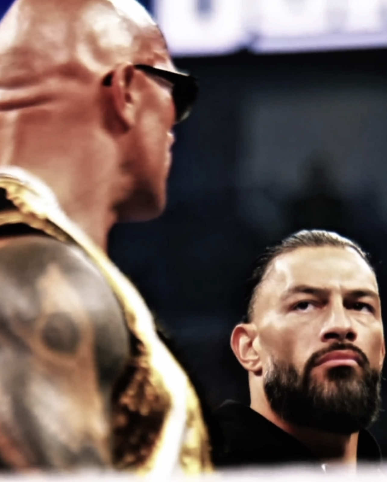 Roman Reigns mimics The Rock’s signature eyebrow-raise gesture🤍. #romanreigns #WWE  #therock #foryourpage #تيم_tew  