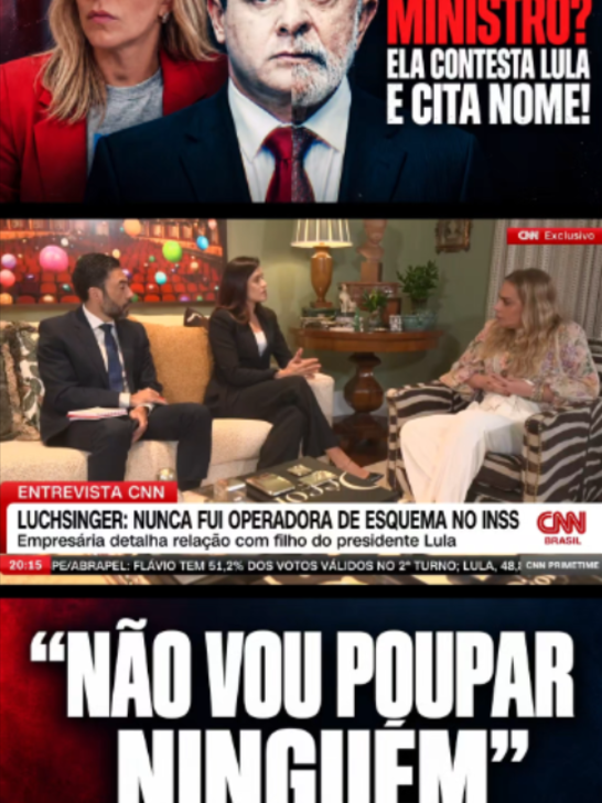A empresária e lobista Roberta Luchsinger manifestou, em entrevista exclusiva à CNN Brasil neste sábado (17), o desejo de firmar um acordo de delação premiada que, segundo ela, não poupará o presidente e candidato à reeleição Lula (PT) nem o filho dele, Fábio Luís Lula da Silva, o Lulinha.  A PF (Polícia Federal) investiga Roberta e Lulinha por suposto tráfico de influência no governo federal.  A empresária foi alvo nos últimos meses de mandados de busca e apreensão, bloqueio de bens e valores e determinação para uso de tornozeleira eletrônica no âmbito da Operação Sem Desconto, que apura o esquema de fraudes bilionárias no INSS (Instituto Nacional do Seguro Social).   A CNN Brasil entrou em contato com o Palácio do Planalto e com a defesa de Fábio Luís Lula da Silva para que se manifestem sobre as falas de Roberta Luchsinger. O espaço segue aberto para manifestação e será atualizado assim que houver retorno.   #CNNBrasil #RobertaLuchsinger #Lula #Lulinha #entrevista #cnn