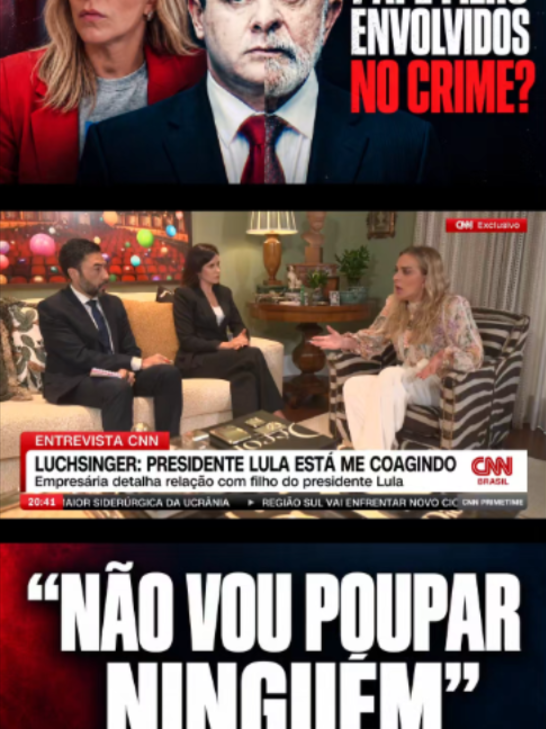 A empresária e lobista Roberta Luchsinger manifestou, em entrevista exclusiva à CNN Brasil neste sábado (17), o desejo de firmar um acordo de delação premiada que, segundo ela, não poupará o presidente e candidato à reeleição Lula (PT) nem o filho dele, Fábio Luís Lula da Silva, o Lulinha.  A PF (Polícia Federal) investiga Roberta e Lulinha por suposto tráfico de influência no governo federal.  A empresária foi alvo nos últimos meses de mandados de busca e apreensão, bloqueio de bens e valores e determinação para uso de tornozeleira eletrônica no âmbito da Operação Sem Desconto, que apura o esquema de fraudes bilionárias no INSS (Instituto Nacional do Seguro Social).   A CNN Brasil entrou em contato com o Palácio do Planalto e com a defesa de Fábio Luís Lula da Silva para que se manifestem sobre as falas de Roberta Luchsinger. O espaço segue aberto para manifestação e será atualizado assim que houver retorno.   #CNNBrasil #RobertaLuchsinger #Lula #Lulinha #entrevista #cnn