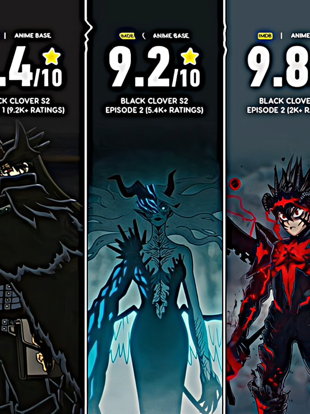 Hattrick🔥 | Black clover s2 Episode 3 dengan rating nyaris sempurna di imbd🔥 #blackclover #blackcloverseason2 #ratinganime #anime #fyp 