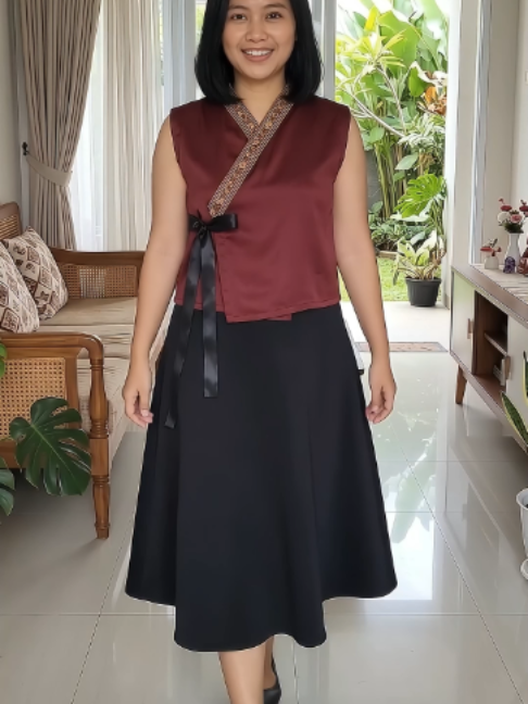 HANBOK MODERN ARIRANG — Atasan Korean Style Unik dengan Sentuhan Tradisional yang Elegan! Bestie, ingin tampil beda dengan outfit ala Korea yang unik dan fashionable? Hanbok Modern Arirang bisa jadi pilihan untuk kamu yang menyukai gaya Korean style dengan sentuhan tradisional yang modern! Terinspirasi dari desain Jeogori, atasan ini memadukan nuansa hanbok Korea dengan gaya casual kekinian. Perpaduan bahan Satin Velvet dan renda memberikan kesan elegan, manis, dan menarik untuk melengkapi penampilanmu. Dilengkapi tali aktif di bagian dalam dan luar, atasan ini memberikan detail khas yang membuat tampilannya semakin unik. KEUNGGULAN HANBOK MODERN ARIRANG: Bahan Satin Velvet mix Renda. Desain Jeogori dengan sentuhan hanbok tradisional Korea. Gaya modern yang unik dan fashionable. Tali aktif di bagian dalam dan luar. Model atasan pendek yang cocok untuk gaya Korean look. Bisa dipadukan dengan berbagai bawahan untuk menciptakan OOTD yang berbeda. DETAIL PRODUK: Nama: Hanbok Modern Arirang Jenis: Atasan wanita Korean style Material: Satin Velvet mix Renda Panjang baju: 40 cm Lingkar dada: 100 cm Ukuran: All Size, fit to L Rekomendasi berat badan: 35–55 kg IDE OOTD: Padukan dengan rok panjang untuk tampilan feminin bernuansa Korea. Ingin gaya yang lebih modern? Kombinasikan dengan celana high waist atau rok pendek untuk outfit konser, photoshoot, hangout, maupun acara bertema Korean style. Potongannya yang unik membuat atasan ini cocok untuk kamu yang ingin tampil berbeda dari outfit sehari-hari. Pilih padu padan favoritmu dan ekspresikan gaya dengan sentuhan Korean fashion yang menarik! Sebelum checkout, pastikan ukuran lingkar dada dan panjang baju sesuai dengan preferensimu agar nyaman saat dikenakan. Yuk, tampil unik dan stylish dengan Hanbok Modern Arirang, perpaduan inspirasi tradisional Korea dan gaya modern yang mencuri perhatian! #HanbokModern #HanbokArirang #Jeogori #KoreanStyle #AtasanWanita #FashionKorea #OutfitKonser #KoreanFashion #BajuHanbok #OOTDWanita