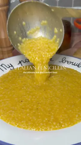 Italian Penicillin 🥣 Aka the ultimate sick-day comfort food. The kind of thing a nonna would make you at the first sign of a cold. Tiny pastina simmered in a cozy, veggie-packed chicken broth, then finished with butter, Parmesan, egg yolk, and lots of lemon. I like this version a little soupier, but pastina is personal, so make it exactly how you like it. Full recipe is free on my Substack. Link in bio!  #pastina #italianpenicillin #soup #sick #nonna 