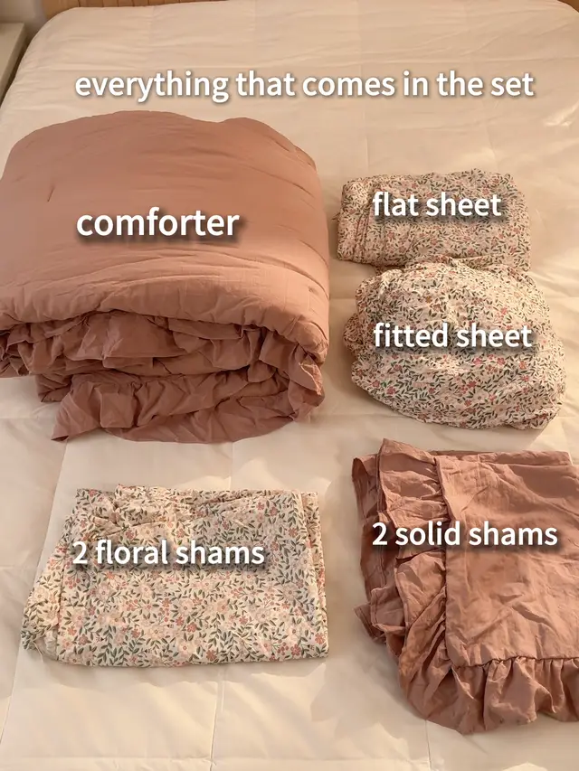 a whole 7-piece set with little florals and ruffles?? this makes putting together a cute bed so much easier 🥹 #DitsyFloral #BedroomInspo #CozyHome #SoftBedding #TikTokShopblackfriday #FamilyFun
