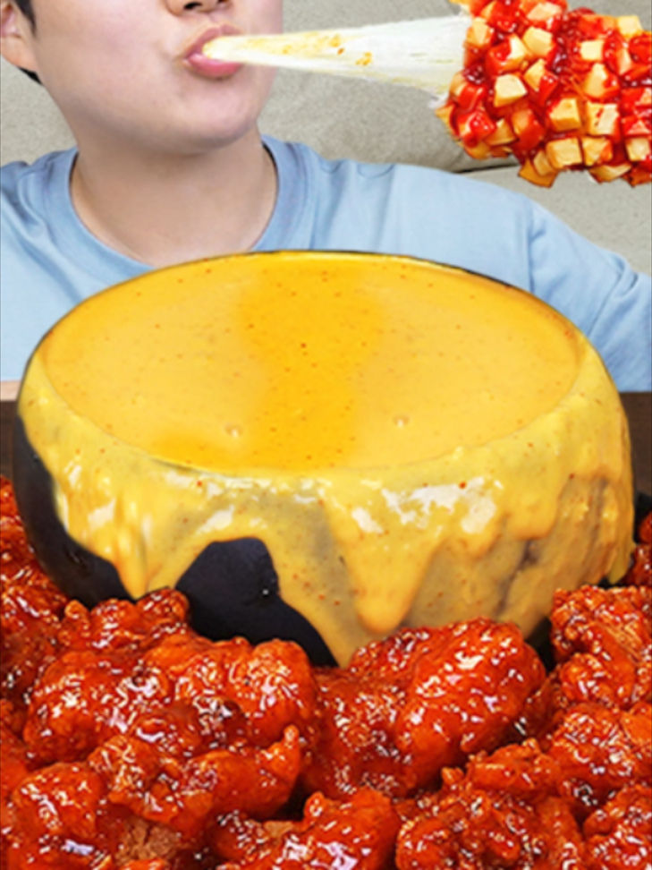 Chicken & Corn Dog Mukbang!!!🍗🌭 #foryou #foryourpage #foru #fyp #foryoupage #asmr #mukbang #mukbangkorean #cookingasmr #cooking #cook #chicken #corndog #cheesesauce #tteokbokki #치킨 #명랑핫도그 #핫도그