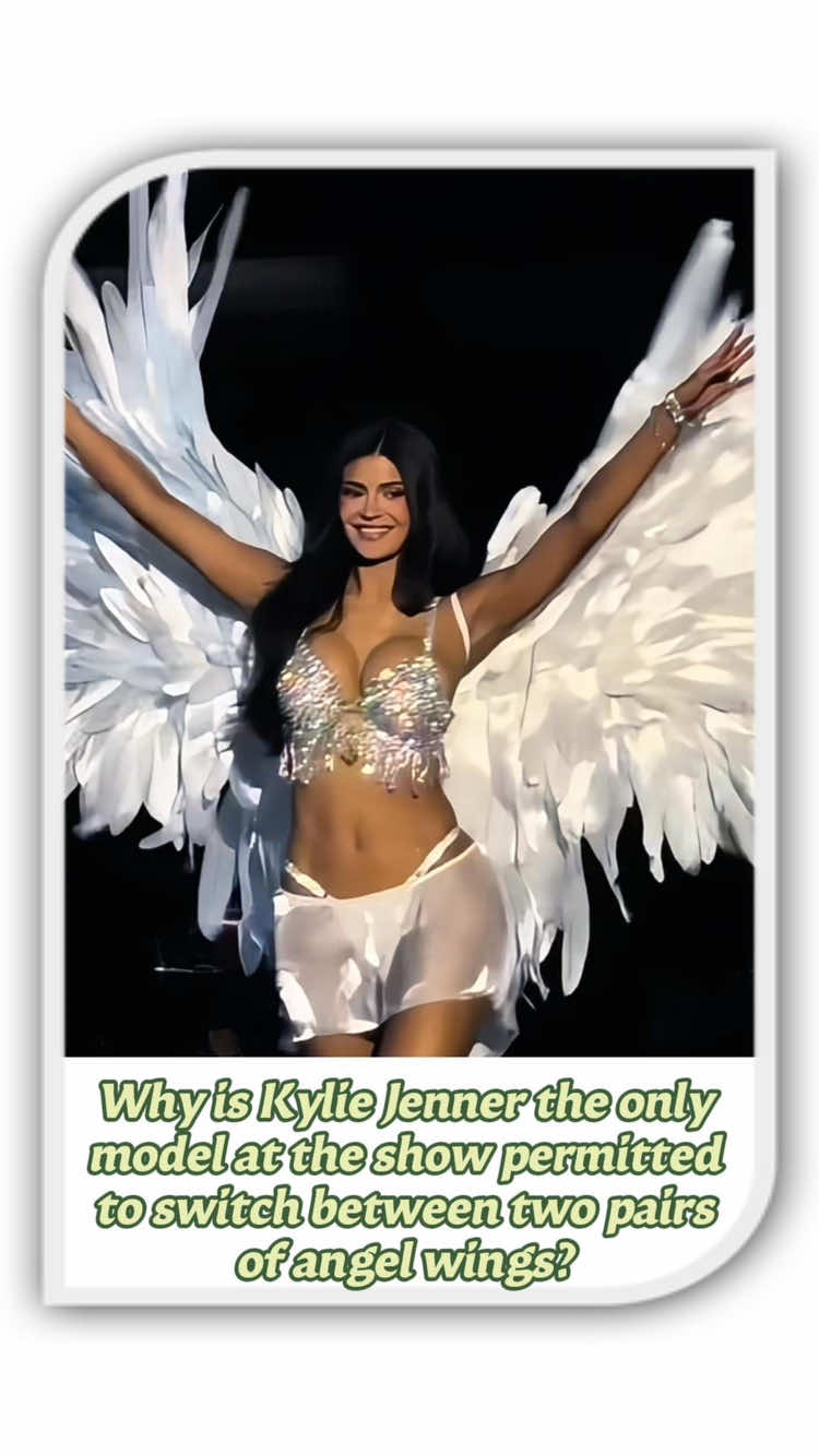 Why is Kylie Jenner the only model at the show permitted to switch between two pairs of angel wings? Few people realize Victoria’s Secret organizers granted her three special privileges.#TikTokScaryHorrorContest #kyliejenner #fashionshow #usa #victoriassecret 