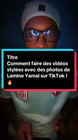 Description Découvrez dans ce tutoriel étape par étape comment utiliser l'application TikTok pour transformer facilement vos photos en superbes vidéos stylées (avec l'exemple de Lamine Yamal). N'oubliez pas d'aimer, de commenter, d'ajouter à vos favoris et de vous abonner pour plus d'astuces ! Hashtags #LamineYamal #TutorielTikTok #AstuceTikTok #Barca #Football  
