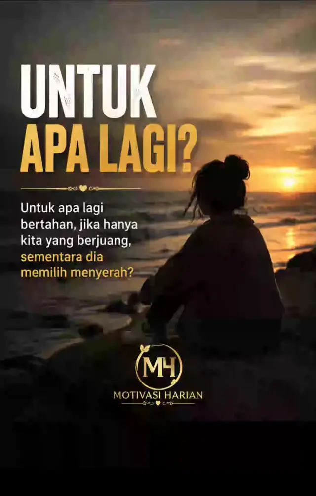 Jangan terus berjuang sendirian untuk seseorang yang sudah memilih menyerah. Hubungan seharusnya diperjuangkan bersama, bukan hanya oleh satu hati. #MotivasiHarian #KataKataHati #KisahCinta #BelajarMerelakan