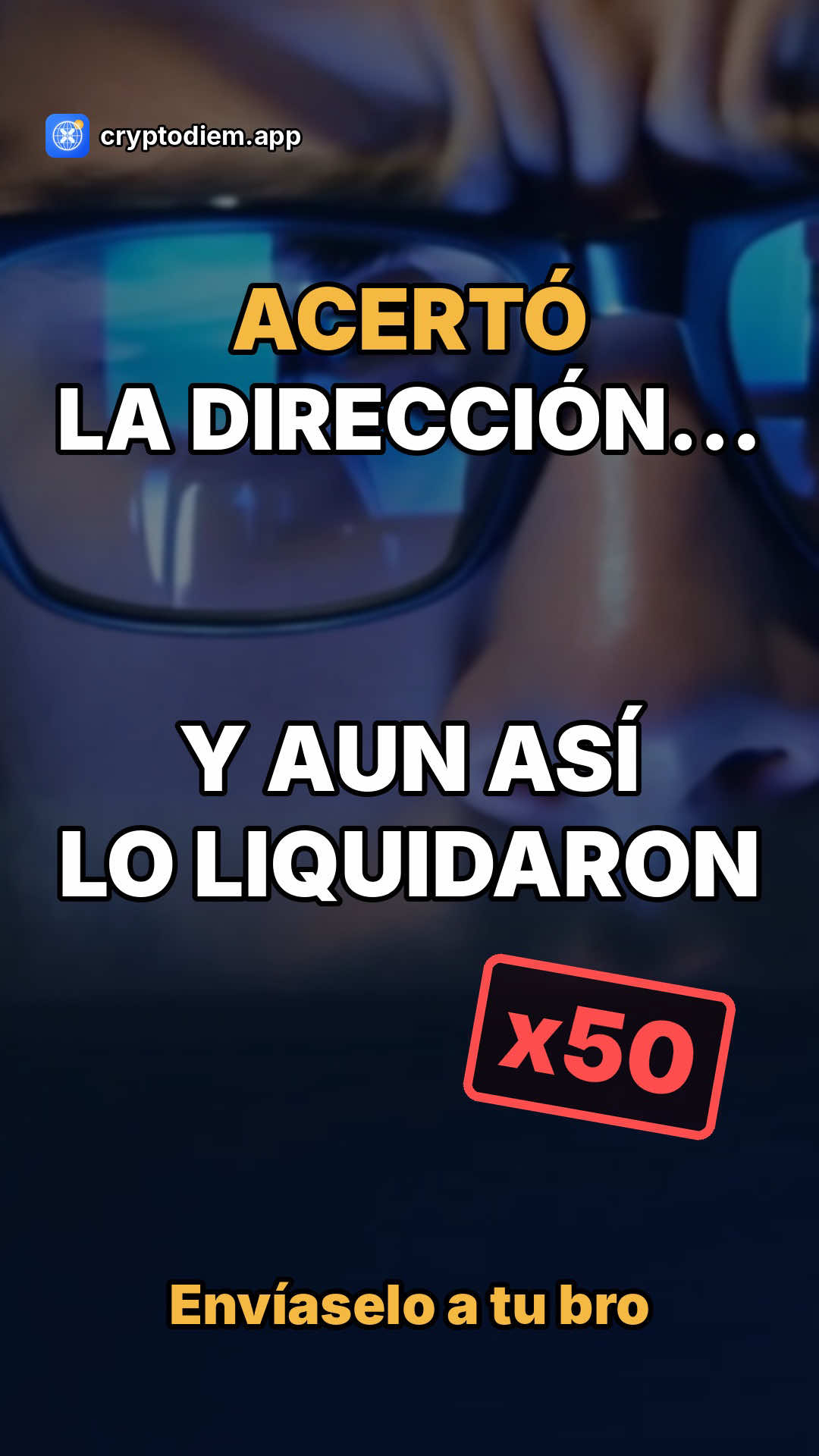 Acertó la dirección: bitcoin subió. Y aun así lo liquidaron. Entró con x50: menos de un 2% en contra y lo perdió todo. El problema nunca fue la dirección. Fue el tamaño. La regla de los que sobreviven: Tamaño = riesgo ÷ distancia al stop. Mismo error: −$10 en vez de −$1,000. Cada plan de Cryptodiem calcula el tamaño y avisa si tu apalancamiento te liquida antes del stop. Envíaselo a tu bro 👊 Link en el perfil. No es asesoría financiera. #tradingtips #bitcoin #apalancamiento #crypto #cryptodiem