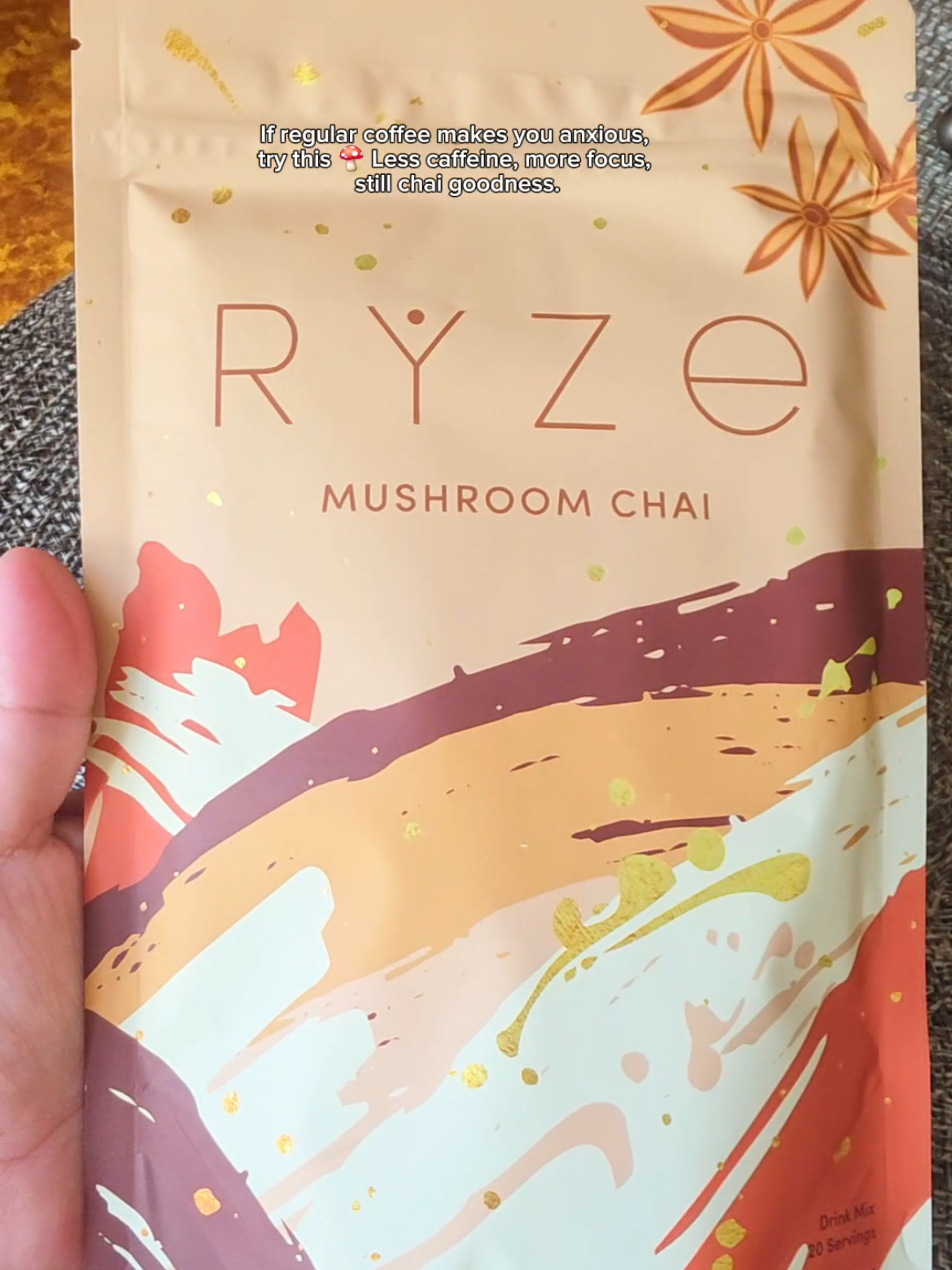 POV: You found a chai that doesn't give you anxiety ✨ RYZE Mushroom Chai = cozy chai taste + calm energy + no jitters, This is your sign to switch ☕🍄 check it out before  it sells out! @ryzesuperfoods  #ryze #mushroomchai #ryzechai #mushroomcoffee #coffeetok 