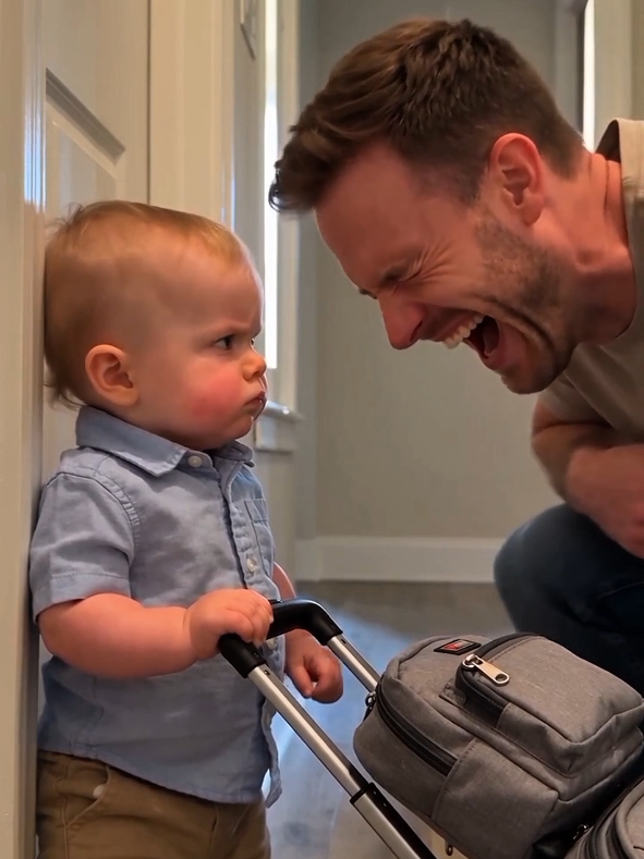 Funny baby leaving house 😂😂 #daddytalk #funnybabyvideos #babylove #fyp #funnytalk 