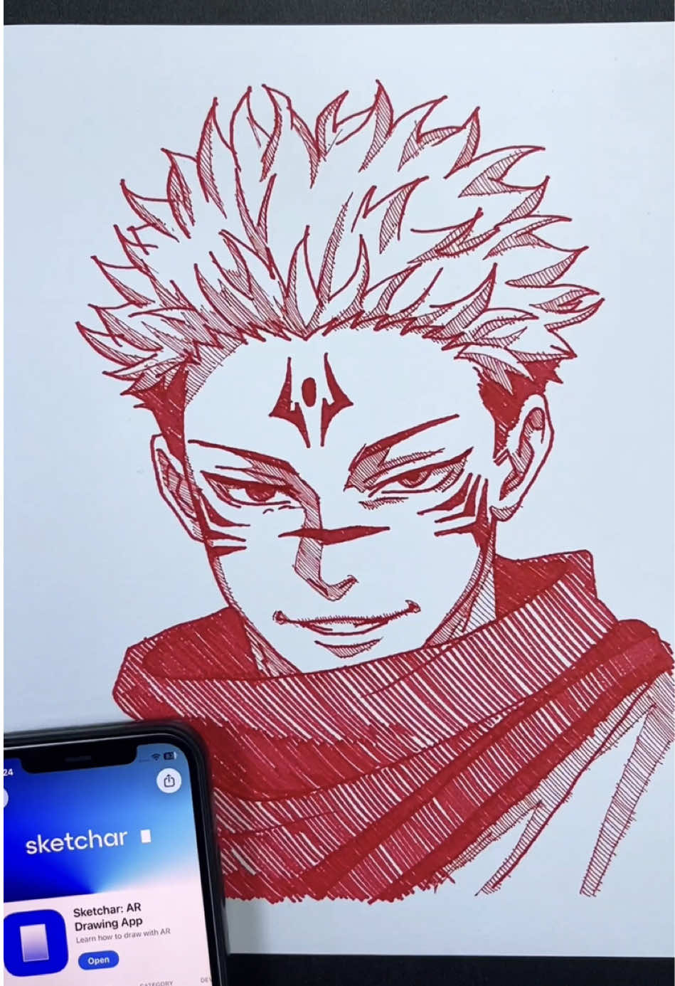 Learn how to draw Ryomen Sukuna - I use @Sketchar app  #ryomensukuna #ryomen #drawing #sketchar #ardrawing 