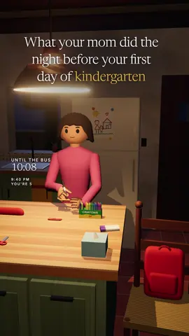 What your mom did the night before your first day of kindergarten 🖍️ She wrote your name on every crayon, even the white one. She drew you a note because you couldn't read yet. She took 41 pictures and you ran for the bus without looking back. 13 years later she was in the same kitchen with the same marker. What did your mom put in your lunch? 👇 Send this to your mom #mom #kindergarten #college #fyp