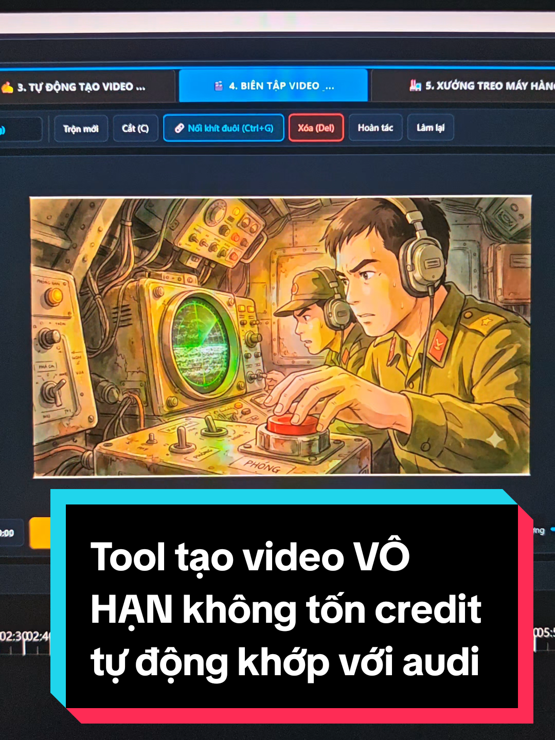 Tool tạo video VÔ HẠN không tốn credit tự động khớp với audio#lichsuvietnam #audio #viewngoaiytb #storyboards 