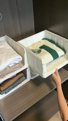 These easy-to-build pullable plastic storage baskets fit any closet space, sorting my kid’s clothing has never been this simple! 💫#homeorganization #declutter #closetstorageideas #blackfriday  #smallspaceorganization 