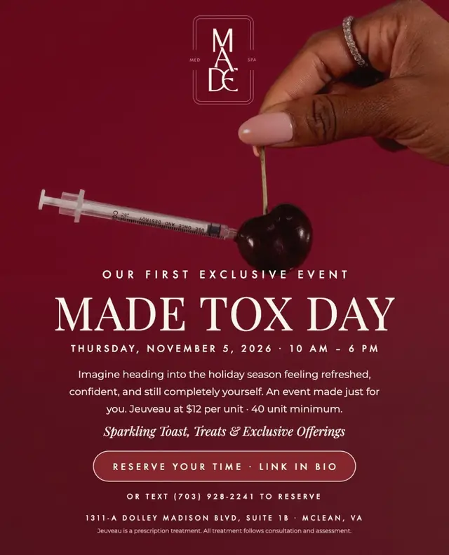 Your sign to make time for you. 🤎 Meet us at MADE Med Spa for TOX DAY, November 5 A day dedicated to your next refresh, with personalized consultations, expert treatment planning, and the little details that make all the difference. Think refreshed, never overdone. Thoughtful treatments. Your features, your goals, your version of confidence. Spots are limited. Consider this your invitation to make yourself a priority